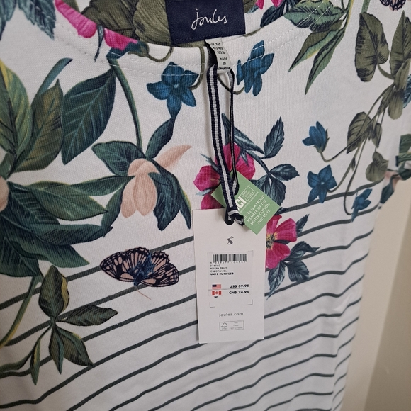 Joules Riviera jersey print shift dress in spring wood botanical size 8. - Picture 7 of 9